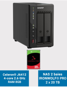 QNAP TS-253E 8GB NAS Server 2 bays IRONWOLF PRO 40TB (2x20TB)