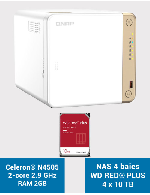 QNAP TS-462 2GB Serveur NAS WD RED PLUS 40To (4x10To)