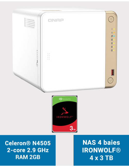 QNAP TS-462 2GB Serveur NAS IRONWOLF 12To (4x3To)