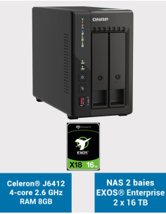 QNAP TS-253E 8GB Serveur NAS 2 baies EXOS Enterprise 32To (2x16To)