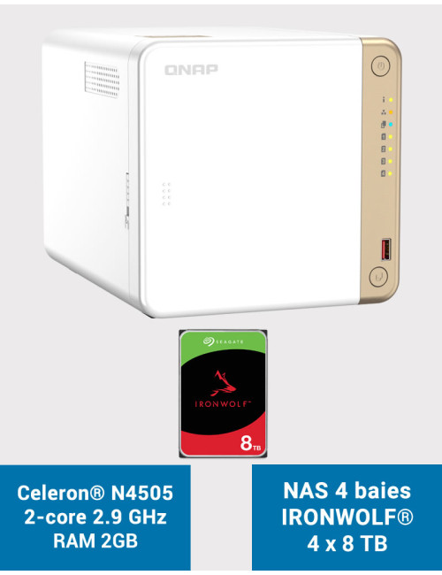 QNAP TS-462 2GB Serveur NAS IRONWOLF 32To (4x8To)