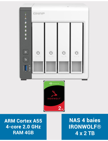 QNAP TS-433 4GB Servidor NAS IRONWOLF 8TB (4x2TB)