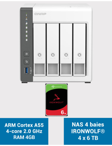 QNAP TS-433 4GB NAS Server IRONWOLF 24TB (4x6TB)