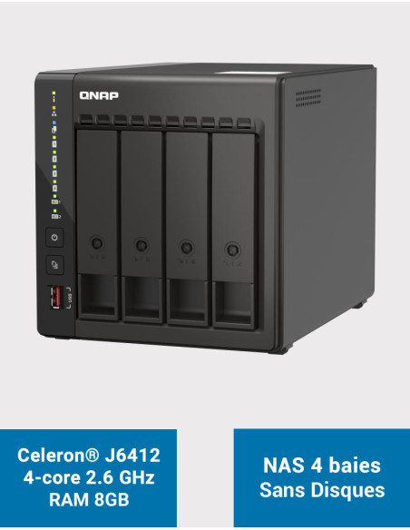 QNAP TS-453E 8GB Servidor NAS 4 bahías (Sin discos)