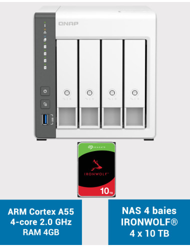 QNAP TS-433 4GB NAS Server IRONWOLF 40TB (4x10TB)