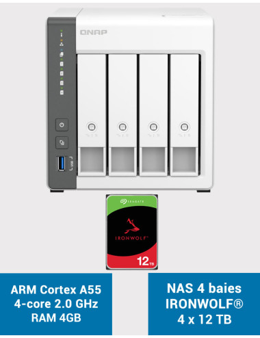 QNAP TS-433 4GB Servidor NAS IRONWOLF 48TB (4x12TB)