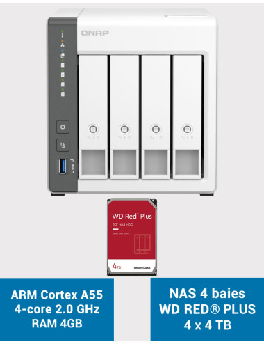 QNAP TS-433 4GB Servidor NAS WD RED PLUS 16TB (4x4TB)