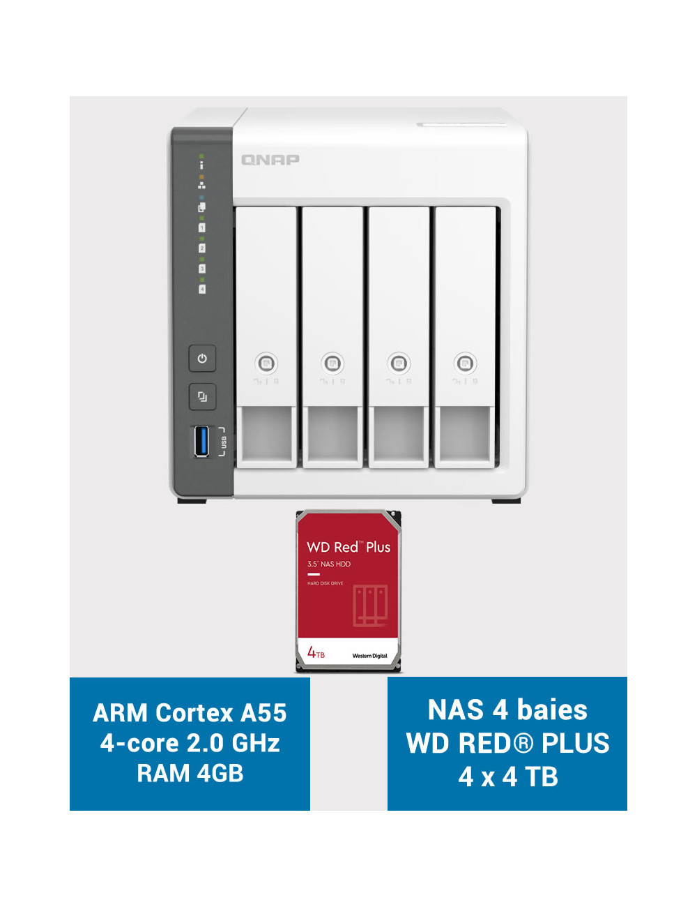 Synology DS418 Serveur NAS WD RED 56To (4x14To)