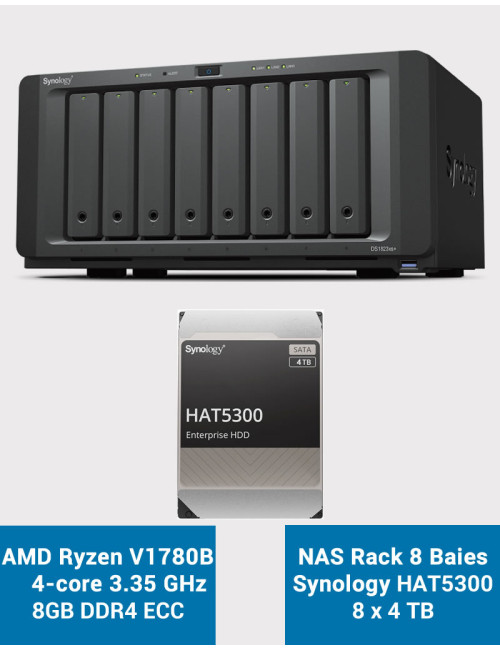 Synology DS1823xs+ Serveur NAS HAT5300 32To (8X4To)