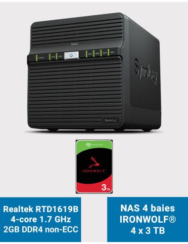 Synology DS423 2GB Serveur NAS IRONWOLF 12To (4x3To)