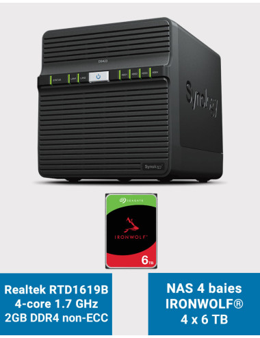 Synology DS423 2GB NAS Server IRONWOLF 24TB (4x6TB)