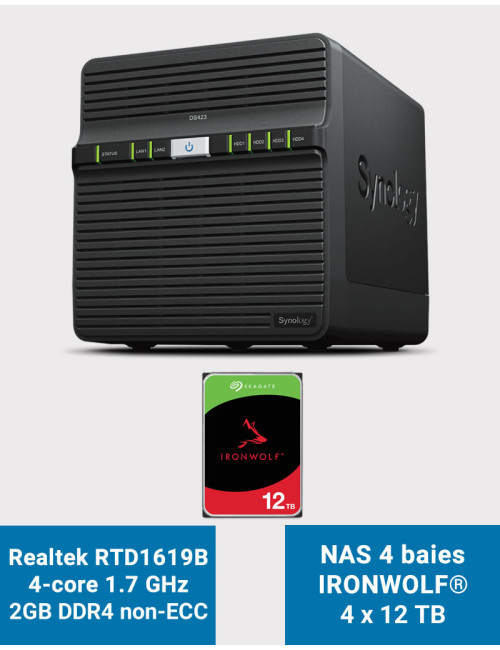 Synology DS423 2GB Serveur NAS IRONWOLF 48To (4x12To)