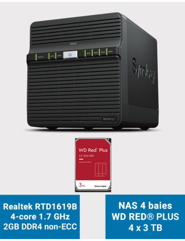Synology DS423 2GB Servidor NAS WD RED PLUS 12TB (4x3TB)