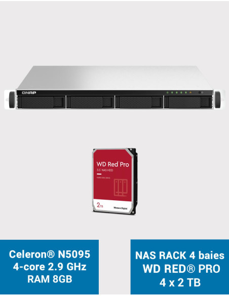 QNAP TS-464U 8GB 1U Rack 4-Bay NAS Server WD RED PRO 8TB (4x2TB)