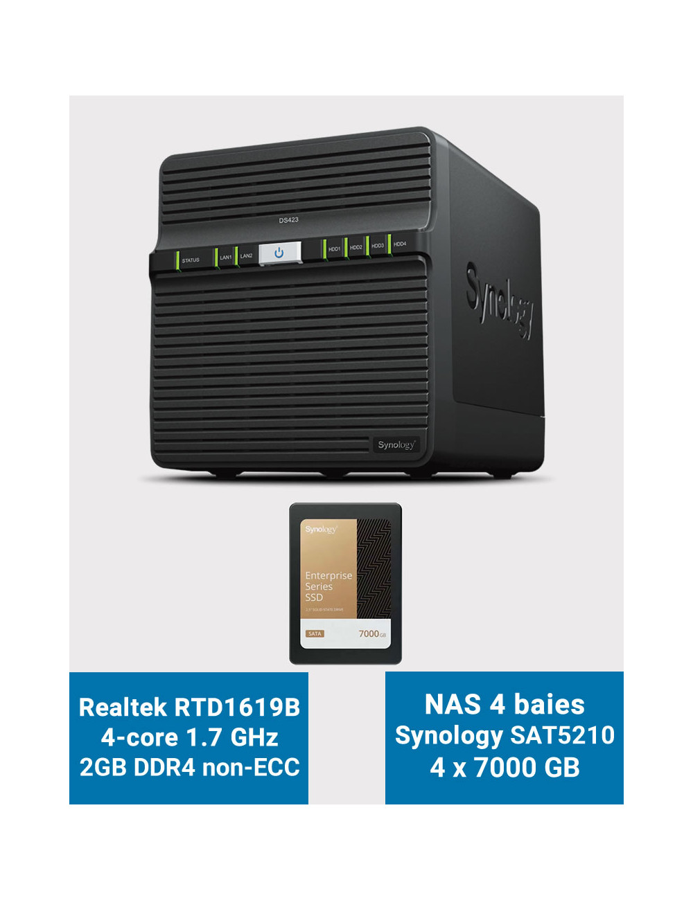 Synology DS423 2GB Serveur NAS SAT5210 28To (4x7000Go)