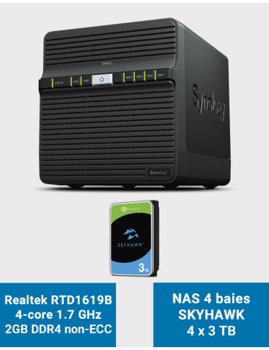 Synology DS423 2GB NAS Server SKYHAWK 12TB (4x3TB)