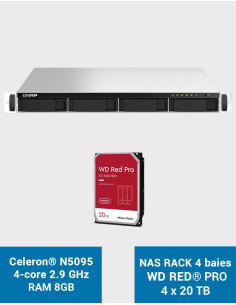 QNAP TS-464U 8GB Servidor NAS rack 1U 4 bahías WD RED PRO 80TB (4x20TB)