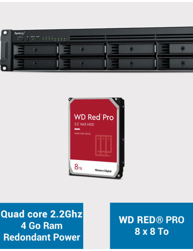 Synology RS1221RP+ NAS Rack Server (2 PSU) WD RED PRO 64TB (8x8TB)