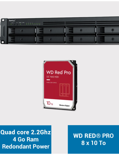 Synology RS1221RP+ Servidor NAS Rack (2 PSU) WD RED PRO 80TB (8x10TB)