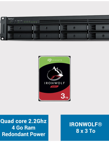 Synology RS1221RP+ Serveur NAS Rack (2 PSU) IRONWOLF 24To (8x3To)