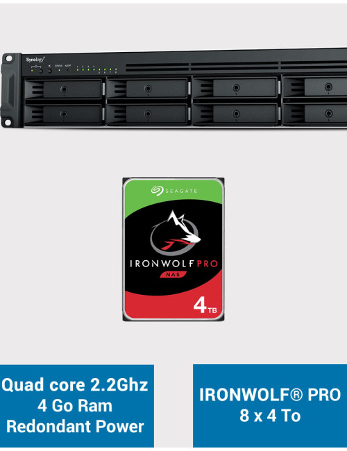 Synology RS1221RP+ Serveur NAS Rack (2 PSU) IRONWOLF PRO 32To (8x4To)