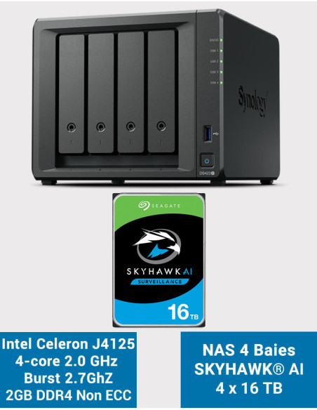 Synology DS423+ 2Go Serveur NAS SKYHAWK 64To (4x16To)