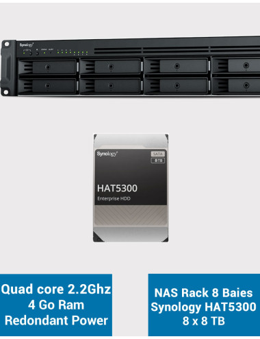 Synology RS1221RP+ NAS Rack Server (2 PSU) HAT5300 64TB (8x8TB)