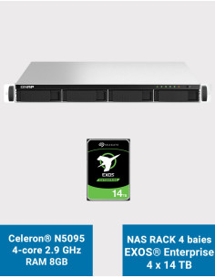 QNAP TS-464U 8GB Servidor NAS rack 1U 4 bahías EXOS Enterprise 56TB (4x14TB)