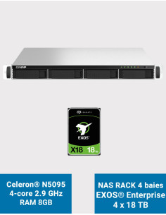 QNAP TS-464U 8GB Serveur NAS Rack 1U 4 baies EXOS Enterprise 72To (4x18To)
