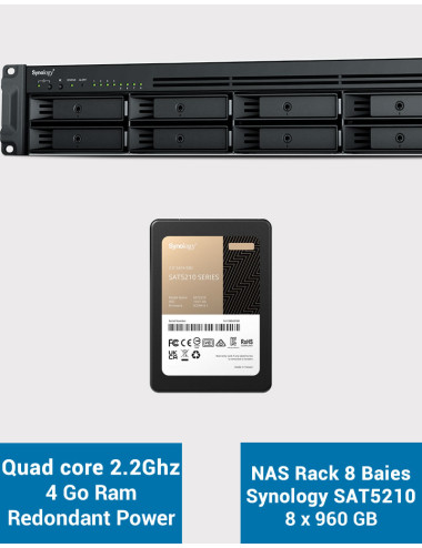 Synology RS1221RP+ Serveur NAS Rack (2 PSU) SAT5210 7.68To (8x960Go)