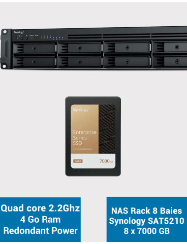 Synology RS1221RP+ Serveur NAS Rack (2 PSU) SAT5210 56To (8x7000Go)