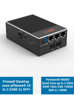 Cortafuegos pfSense® CE MNHO-113 LAN 2.5GbE 10GbE SFP+ RAM 16GB SSD 128GB