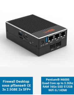 Cortafuegos pfSense® CE MNHO-113 LAN 2.5GbE 10GbE SFP+ RAM 16GB SSD 512GB