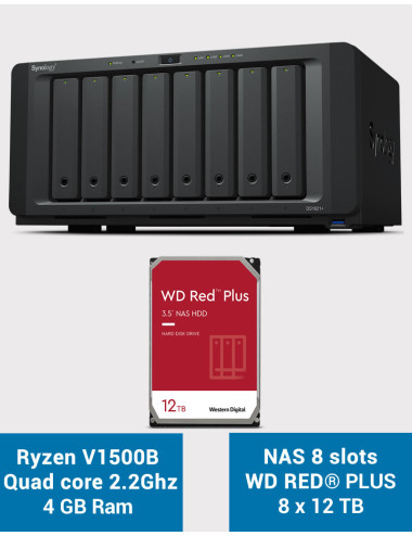Synology DS1821+ Servidor NAS de 8 bahías WD RED PLUS 96TB (8x12TB)