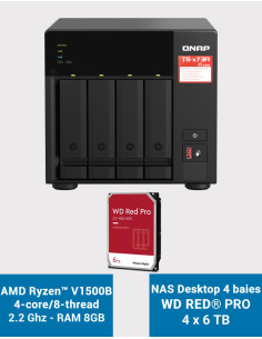 QNAP TS-473A 8GB Serveur NAS 4 baies WD RED PRO 24To (4x6To)