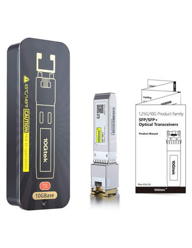 Transceptor 10GBase-T SFP+, 10G T, 10G Cobre, RJ-45 CAT.6a