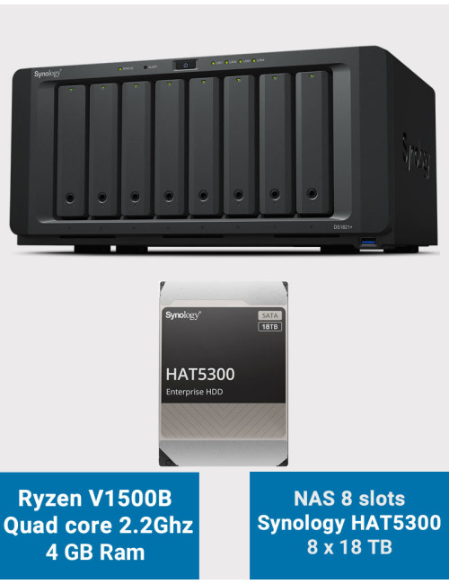 Synology DS1821+ Serveur NAS 8 baies HAT5300 144To (8x18To)