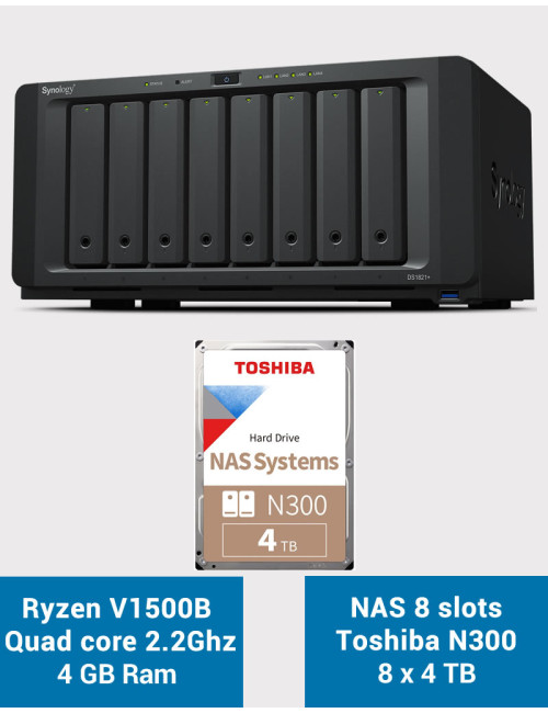 Synology DS1821+ Servidor NAS de 8 bahías Toshiba N300 32TB (8x4TB)