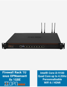 Cortafuegos OPNsense NSHO-i3 8x LAN GbE personalizable