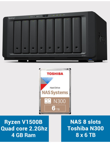Synology DS1821+ Serveur NAS 8 baies Toshiba N300 48To (8x6To)