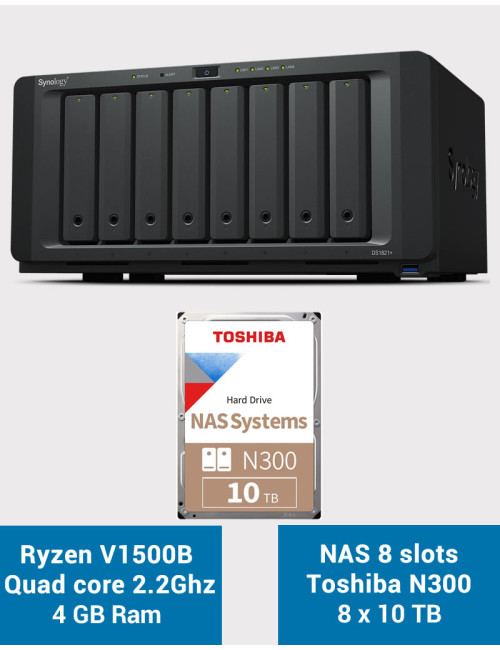 Synology DS1821+ Servidor NAS de 8 bahías Toshiba N300 80TB (8x10TB)