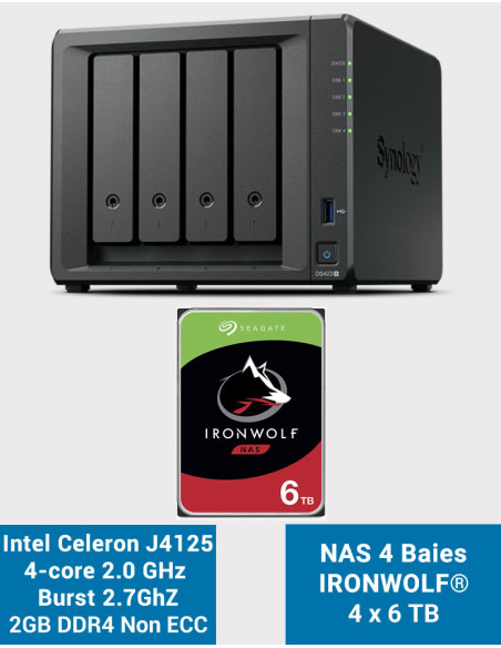 Synology DS423+ 2GB NAS Server IRONWOLF 24TB (4x6TB)