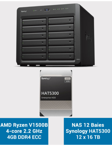 Synology DS2422+ 4GB Servidor NAS de 12 bahías HAT5300 192TB (12x16TB)