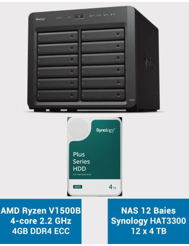 Synology DS2422+ Serveur NAS 12 baies HAT3300 48To (12x4To)