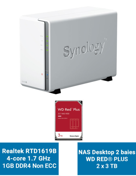 Synology DiskStation DS223J NAS Server WD RED PLUS 6TB (2x3TB)