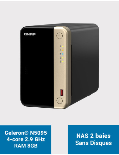 QNAP TS-264 8GB Serveur NAS 2 baies (Sans disques)