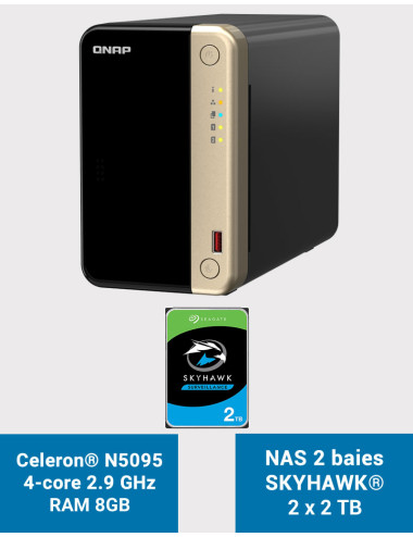 QNAP TS-264 8GB Serveur NAS 2 baies SKYHAWK 4To (2x2To)