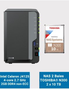 Synology DiskStation DS224+ 2GB Servidor NAS Toshiba N300 20TB (2x10TB)