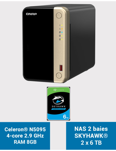 QNAP TS-264 8GB Serveur NAS 2 baies SKYHAWK 12To (2x6To)