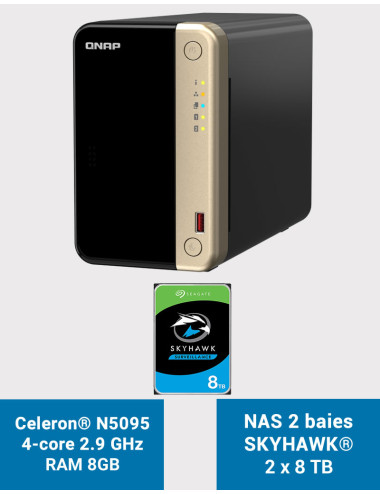 QNAP TS-264 8GB Servidor NAS 2 bahías SKYHAWK 16TB (2x8TB)